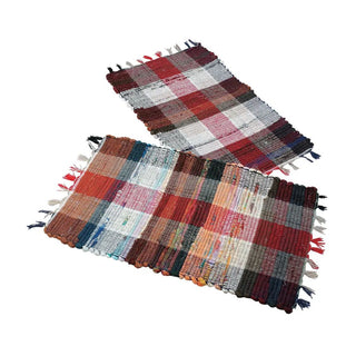 Multi Cotton Check Rug