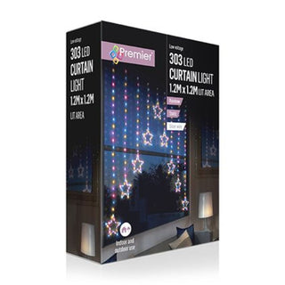 Premier 1.2x1.2 M Pin Wire Star Curtain With 303 Rainbow LEDs
