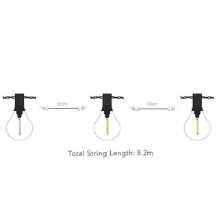 Falmouth USB Solar Festoon Lights Set of 25 Glass Bulbs