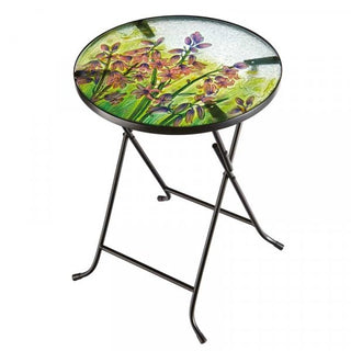 Flamboya Bluebell Hand Painted Glass Table