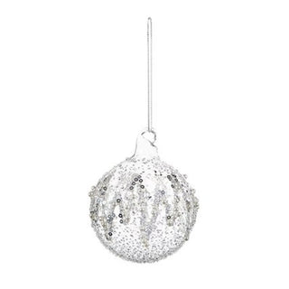 Clear Silver Sequin with Glass Hook 2 Assorted Ball-Drop