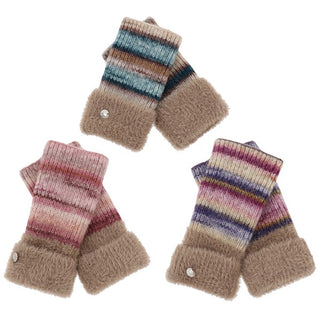 Colour Block Fur Cuff Fingerless Glove