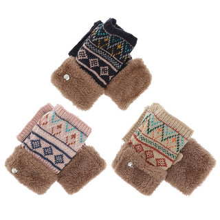 Aztec Fur Cuff Fingerless Gloves