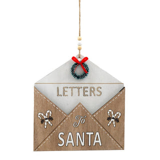 Hanging Wooden Letter To Santa Ornament