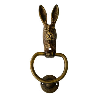 Cast Iron Hare Door Knocker Antique Brass