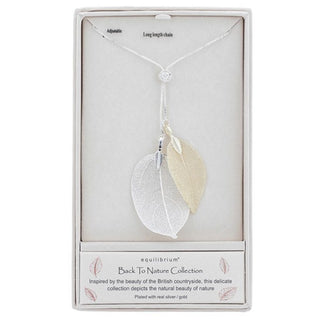Back To Nature Two Tone Real Leaves Necklace