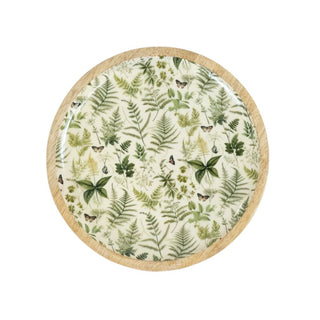 Wood & Enamel Botanical Serving Plate