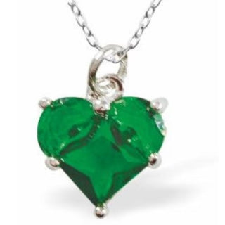 Byzantium Dainty Heart Necklace, Emerald Green and Silver