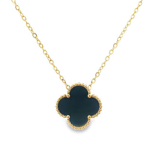 Byzantium Black Four Leaf Clover Pendant Necklace