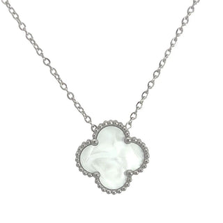 Byzantium White Four Leaf Clover Pendant Necklace