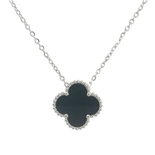 Byzantium Black Four Leaf Clover Pendant Necklace