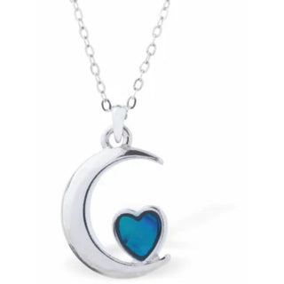 Byzantium Paua Shell Love Heart in a Crescent Moon Necklace