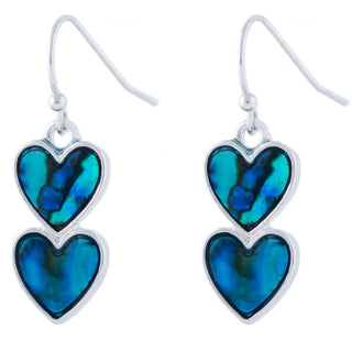 Byzantium Paua Shell Double Heart Drop Earrings