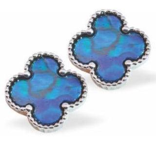 Byzantium Paua Shell Clover Stud Earrings