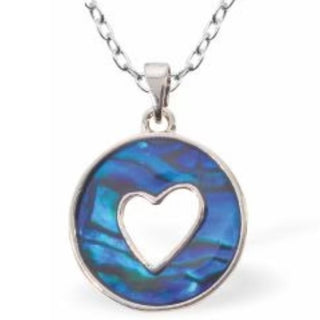 Byzantium Natural Paua Shell Halo with Heart Necklace
