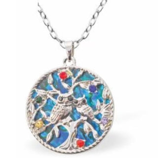 Byzantium Natural Paua Shell Owls Necklace