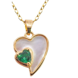 Byzantium Iridescent Devoted Heart Pendant with Green Crystal