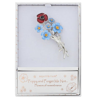 Forget Me Not & Poppy Posy Brooch