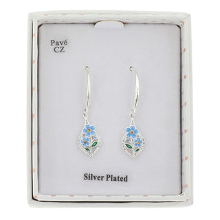 Forget Me Not Teardrop Silver Plated Earrings