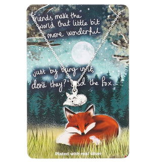 Fox Under The Moon Silver Plated Necklace Fox
