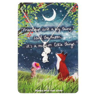 Fox Under The Moon Silver Plated Necklace Mouse