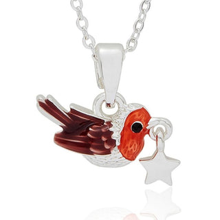 Fox Under The Moon Silver Plated Necklace Robin
