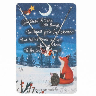 Fox Under The Moon Silver Plated Necklace Robin