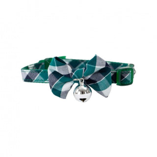 Green Tartan Bow Tie Cat Collar