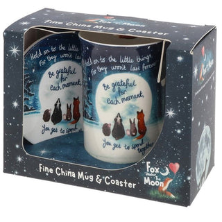 Fox Under The Moon Mug & Coaster Grateful