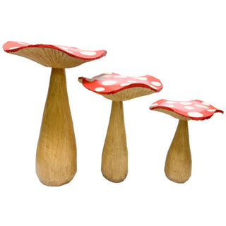 Wooden Mushroom Red Set 3