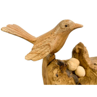Wood  Single Bird With Eggs On Log