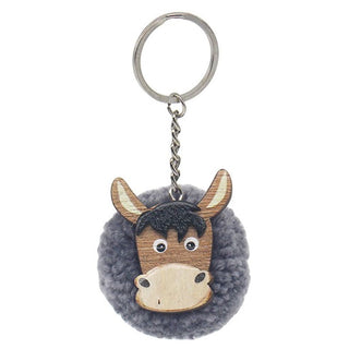 Grey Fluffy Donkey Keyring