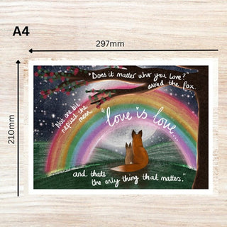 Fox Under The Moon A4 Art Print Love Is Love