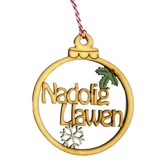 Nadolig Llawen Baubles 8cm Holly