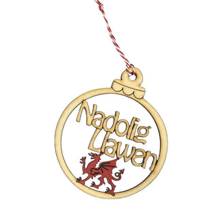 Nadolig Llawen Baubles 8cm Dragon