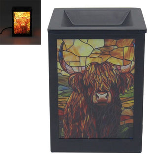 Stained Glass Aroma Lamp Highland Cow
