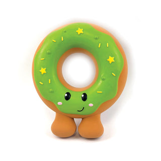 Festive Green Donut Latex Dog Toy