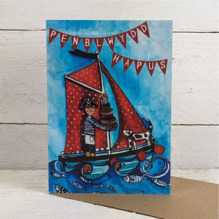 Hwyliwr Penblwydd Greetings Card