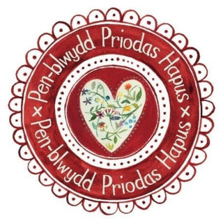Penblwydd Priodas Hapus Square Greetings Card