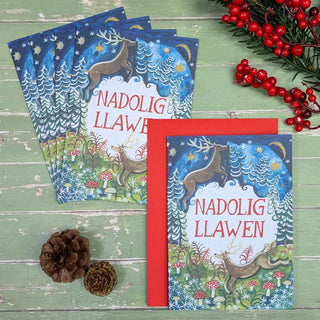 Nadolig Llawen Ceirw Greetings Cards