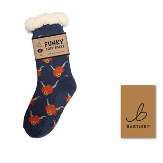 Bartleby Ladies Sherpa Socks - Highland Cow