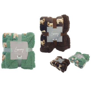 Bartleby Sherpa Back Throw - Highland Cow