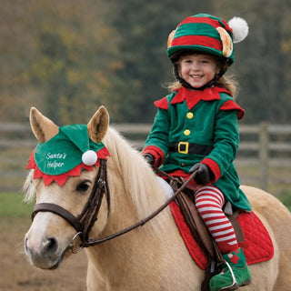 Equetech Cheeky Elf Horse Ear Bonnet - Green/White