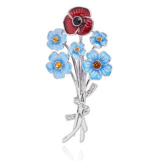 Forget Me Not & Poppy Posy Brooch