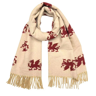 Reversible Welsh Dragon - Cream Scarf