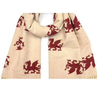 Reversible Welsh Dragon - Cream Scarf