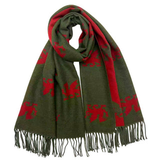 Reversible Welsh Dragon - Green Scarf