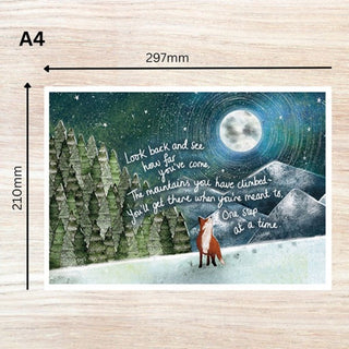 Fox Under The Moon A4 Art Print Mountains