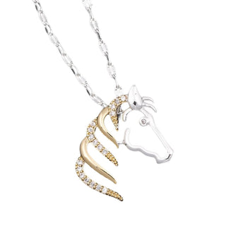 Equestrian Horse Head Two Tone Necklace