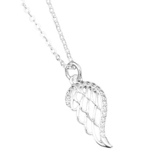 Guardian Angel Silver Plated Sparkle Wing Necklace